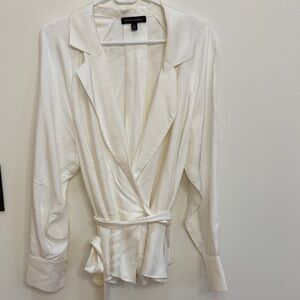 Banana Republic White Satin Wrap Blouse XL